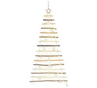 vidaXL Sapin de Noël avec 50 LED Naturel 120 cm frêne Massif, Salon, Décoration Murale Moderne, Sapin Fait Main, Décor Unique d’intérieur, Accents minimalistes