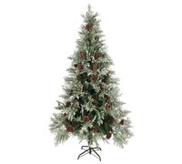 vidaXL Sapin de Noël avec cônes Vert et blanc 225 cm PVC & PE