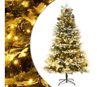 vidaXL Sapin de Noël avec LED et pommes de pin Vert 225 cm PVC et PE