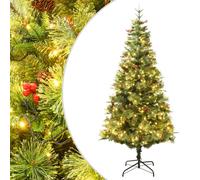 vidaXL Sapin de Noël avec LED et pommes de pin Vert 225 cm PVC et PE