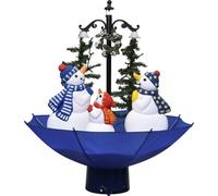 vidaXL Sapin de Noël avec neige et pied de parasol bleu 75 cm PVC