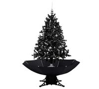 VIDAXL Arbre de No?l neigeux avec base de parapluie Noir 140 cm PVC