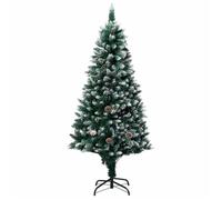 vidaXL Sapin de Noël avec pommes de pin et neige blanche 180 cm