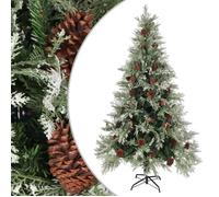 vidaXL Sapin de Noël avec pommes de pin Vert et blanc 195 cm PVC et PE