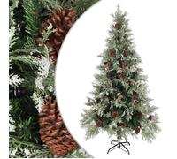 vidaXL Sapin de Noël avec pommes de pin Vert et blanc 225 cm PVC et PE