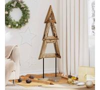 vidaXL Sapin de Noël avec support Marron 120 cm Bois de teck solide
