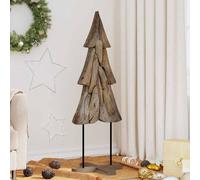 vidaXL Sapin de Noël avec support Marron 120 cm Bois de teck solide