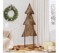 vidaXL Sapin de Noël avec support – Bois de teck solide marron – Décoration