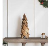 Sapin de Noël avec support Marron Bois de teck solide Décor fête massif vidaXL v