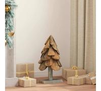 vidaXL Sapin de Noël avec support Marron 60 cm Bois de teck solide