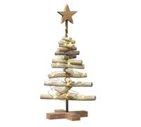 vidaXL Sapin de Noël avec Support Marron 60 cm Bois de Teck Solide, Salon, Décor de Noël Rustique, Arbre en Teck Solide, Décor intérieur Festif, Installation Facile pour Les fêtes
