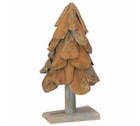vidaXL Sapin de Noël avec Support Marron 60 cm Bois de Teck Solide, Sapin de Noël Rustique, déco de fête Chic, pièce maîtresse d'intérieur, Ornement Simple à la Maison