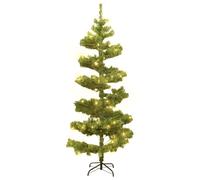 vidaXL Sapin de Noël en spirale avec éclairage et support Vert 150 cm