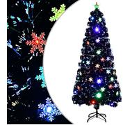 vidaXL Sapin de Noël et Flocons de Neige LED Arbre Artificiel Ornement de Fête Décoration de Vacances Intérieur Noir 180 cm 328463
