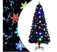 vidaXL Sapin de Noël et Flocons de Neige LED Arbre Artificiel Ornement de Fête Décoration de Vacances Intérieur Noir 150 cm 328462
