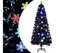 vidaXL Sapin de Noël et flocons de neige LED Noir 180 cm Fibre optique