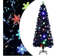 vidaXL Sapin de Noël et Flocons de Neige LED Arbre Artificiel Ornement de Fête Décoration de Vacances Intérieur Noir 240 cm 328465