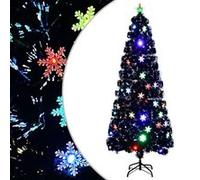 vidaXL Sapin de Noël et flocons de neige LED Noir 240 cm Fibre optique