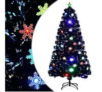vidaXL Sapin de Noël et flocons de neige LED Noir 120 cm Fibre optique 328461