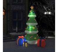 vidaXL Sapin de Noël Gonflable avec LED Arbre de Noël Décoration Ornement de Noël Jardin Patio Terrasse Arrière-cour 331433 Vert G