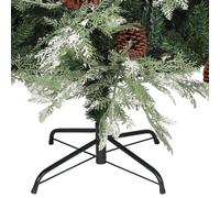 vidaXL Sapin de Noël LED et pommes de pin Vert/Blanc 120 cm PVC et PE 3094563