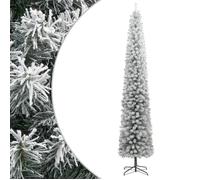 vidaXL Sapin de Noël mince 300 cm PVC avec support et flocon de neige vert/blanc