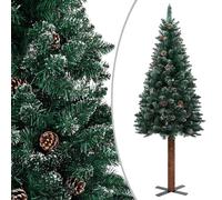 vidaXL Sapin de Noël mince bois véritable et neige blanche vert 150 cm