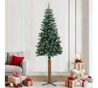 vidaXL Sapin de Noël mince bois véritable et neige blanche Vert 210cm