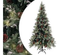 Sapin de Noël Pré-éclairé Pommes de Pin Vert Blanc Arbre 120cm PVC PE vidaXL