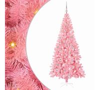 vidaXL Sapin de Noël 210 cm – 300 LED, support rose, PVC, lumières chaudes