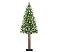 vidaXL Sapin de Noël Slim avec 300 LED Blanches Chaudes, 180 cm en PVC. Il a Un Look Super élégant et est déjà éclairé, Parfait pour décorer l'intérieur, C'est idéal pour Les fêtes et la Saison.