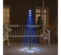 vidaXL Sapin de Noël sur mât de drapeau 108 LED Bleues 180 cm Bleu G