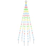 Sapin de Noël sur Mât de Drapeau Ornement de Fête Décoration de Vacances Arbre de Noël de Jardin Extérieur 108 LED Colorées 180 cm