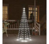 vidaXL Sapin de Noël sur Mât de Drapeau Ornement de Fête Décoration de Vacances Arbre de Noël de Jardin Extérieur 108 LED Blanc Froid 180 cm Blanc froid G