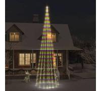 Sapin de Noël sur Mât de Drapeau Ornement de Fête Décoration de Vacances Arbre de Noël de Jardin Extérieur 1134 LED 343533