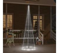 Sapin de Noël sur Mât de Drapeau Ornement de Fête Décoration de Vacances Arbre de Noël de Jardin Extérieur 310 LED Blanc Froid 300 cm