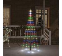 Sapin de Noël sur Mât de Drapeau Ornement de Fête Décoration de Vacances Arbre de Noël de Jardin Extérieur 108 LED Colorées 180 cm