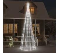 vidaXL Sapin de Noël sur mât de drapeau 732 LED Blanc froid 500 cm