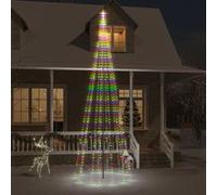 Sapin de Noël sur Mât de Drapeau Ornement de Fête Décoration de Vacances Arbre de Noël de Jardin Extérieur 732 LED Colorées 500 cm
