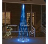 Sapin de Noël sur Mât de Drapeau Ornement de Fête Décoration de Vacances Arbre de Noël de Jardin Extérieur 310 LED Bleues 300 cm