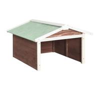 vidaXL Sapin Garage de Tondeuse à Gazon Abri de Tondeuse Housse pour Tondeuse à Gazon Protection Jardin Extérieur 72x87x50 cm Moka et Blanc