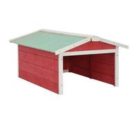 vidaXL Sapin Garage de Tondeuse à Gazon Abri de Tondeuse Housse pour Tondeuse à Gazon Protection Jardin Extérieur 72x87x50 cm Rouge et Blanc