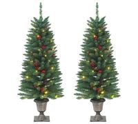 vidaXL Sapins de Noël Artificiels 2 pcs, Arbres de Noël avec Pot, Décoration de Vacances Fête Intérieur Extérieur, Moderne, 357770