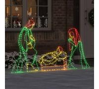 Vidaxl Scène De Nativité Illuminée Multicolore 112 X 72 Cm Pvc