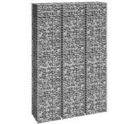vidaXL Lits surélevés en gabion 3 pièces 30x30x150 cm en fer