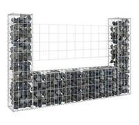 vidaXL Panier de gabion en forme de U avec 2 poteaux en fer 140x20x100 cm