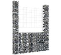 vidaXL Panier de gabion en U avec 2 poteaux en fer 140×20×200 cm