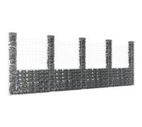 vidaXL Panier de gabion en U – 5 poteaux, barrière/clôture de jardin en fer 151292