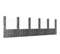 vidaXL Panier de gabion en U 151293 – barrière de jardin 6 poteaux en fer 620x20x200 cm