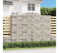 Paniers à gabions arqués 2 pcs 300x50x220/240 cm fer galvanisé, gabion, cage de gabion, panier de mur de gabion, mur de gabion
